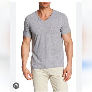 THEORY | 153416 Men's Gaskell Pinnate Stripe V-Neck Tee White/Black Sz XL